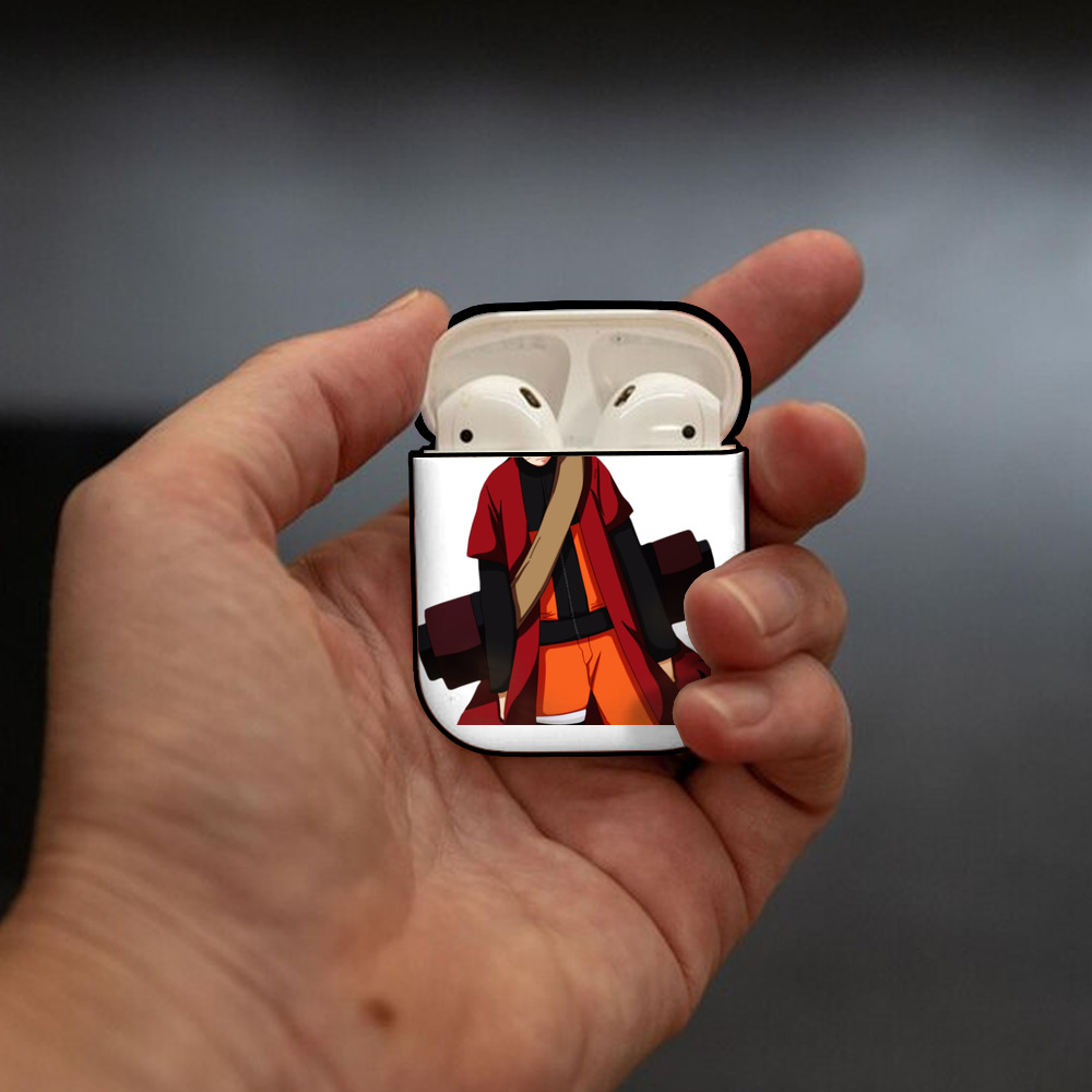 NARUTO -ナルト- うずまき ナルト Uzumaki Naruto AirPods 第2世代保護ケース ハードシェル ブラック 耐衝撃・防指紋・カラビナ付き