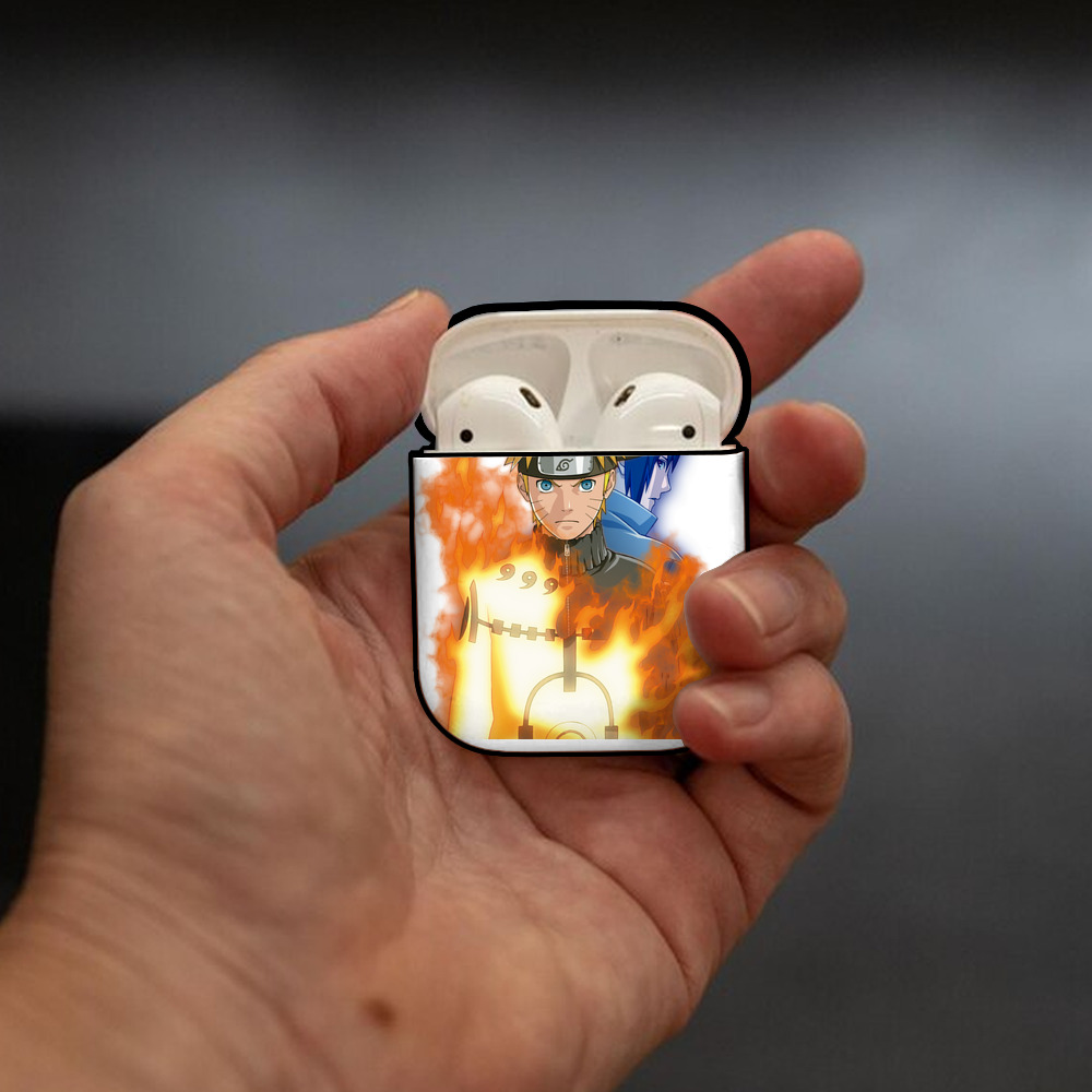 NARUTO -ナルト- うずまき ナルト Uzumaki Naruto AirPods 第2世代保護ケース ハードシェル ブラック 耐衝撃・防指紋・カラビナ付き