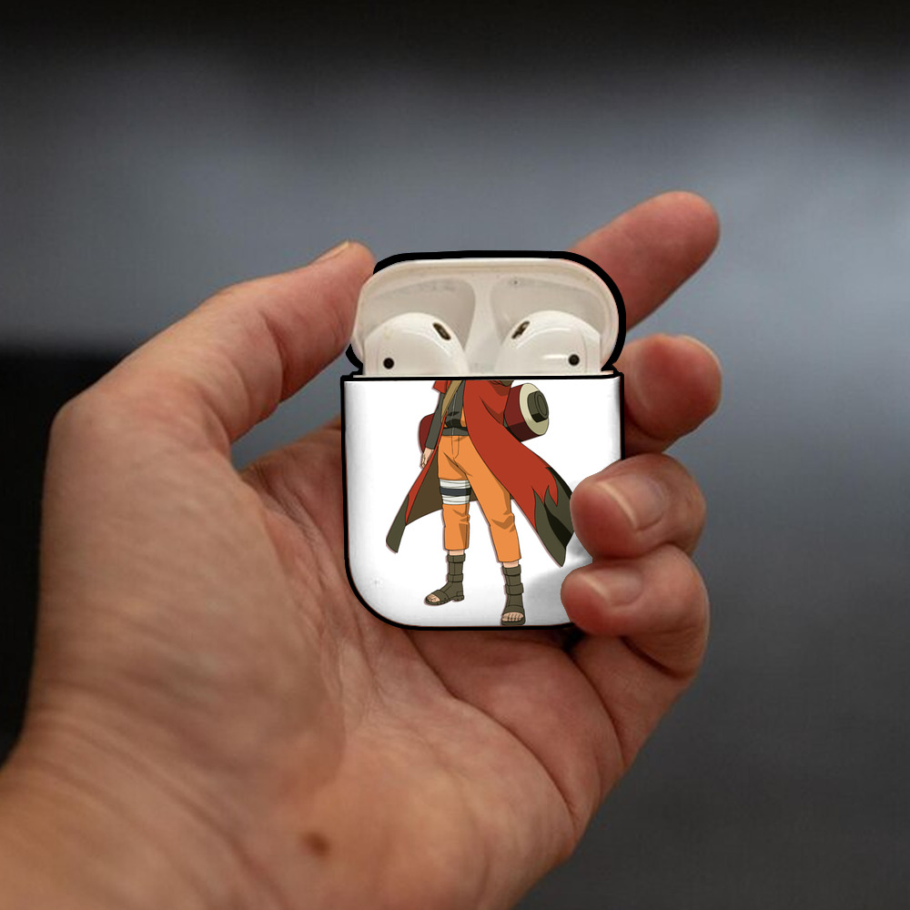 NARUTO -ナルト- うずまき ナルト Uzumaki Naruto AirPods 第2世代保護ケース ハードシェル ブラック 耐衝撃・防指紋・カラビナ付き