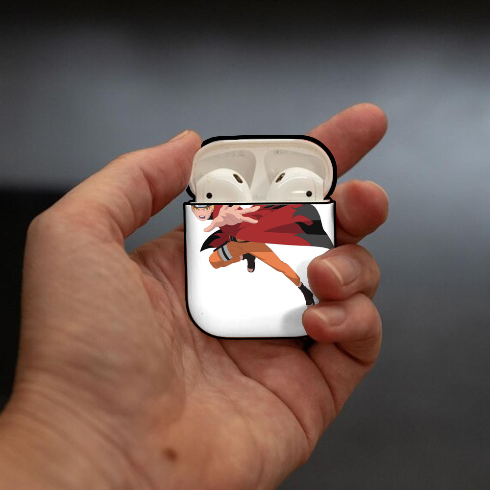 NARUTO -ナルト- うずまき ナルト Uzumaki Naruto AirPods 第2世代保護ケース ハードシェル ブラック 耐衝撃・防指紋・カラビナ付き