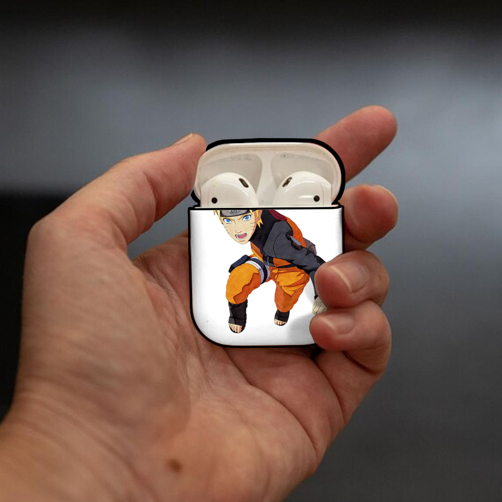 NARUTO -ナルト- うずまき ナルト Uzumaki Naruto AirPods 第2世代保護ケース ハードシェル ブラック 耐衝撃・防指紋・カラビナ付き