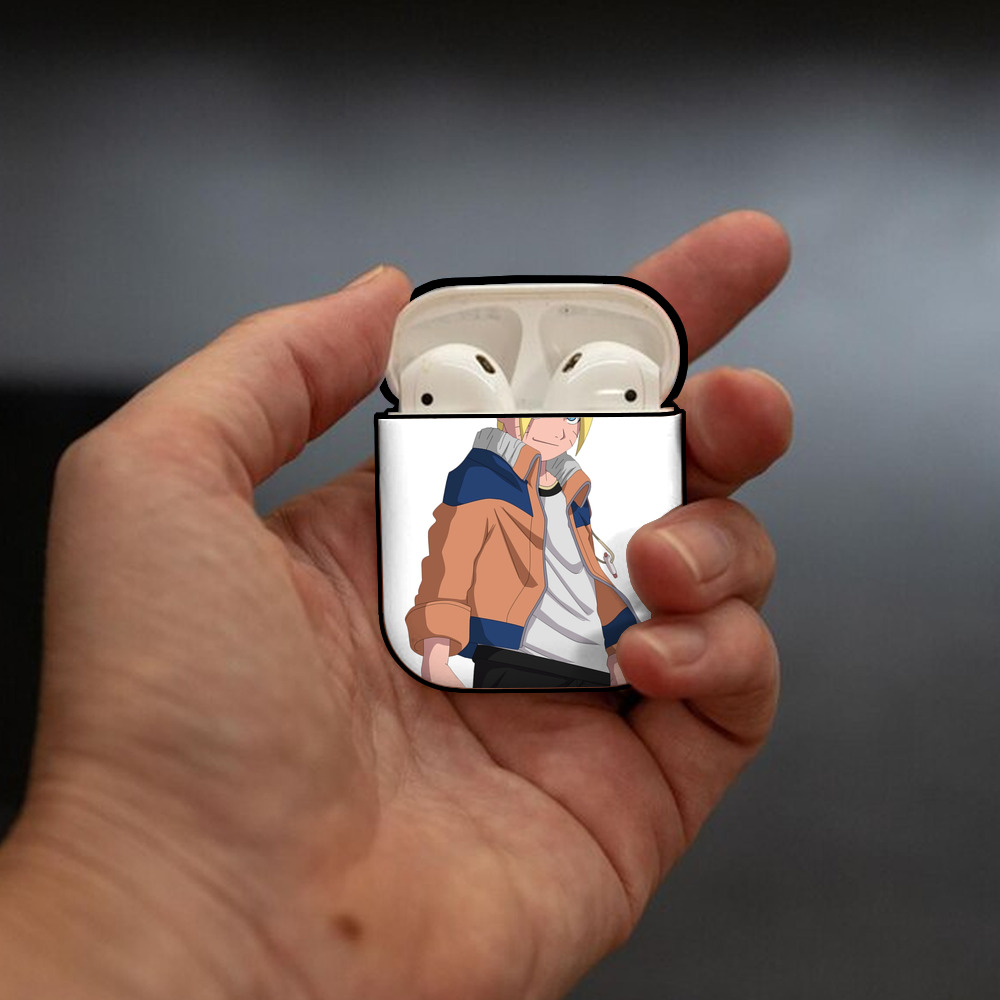 NARUTO -ナルト- うずまき ナルト Uzumaki Naruto AirPods 第2世代保護ケース ハードシェル ブラック 耐衝撃・防指紋・カラビナ付き