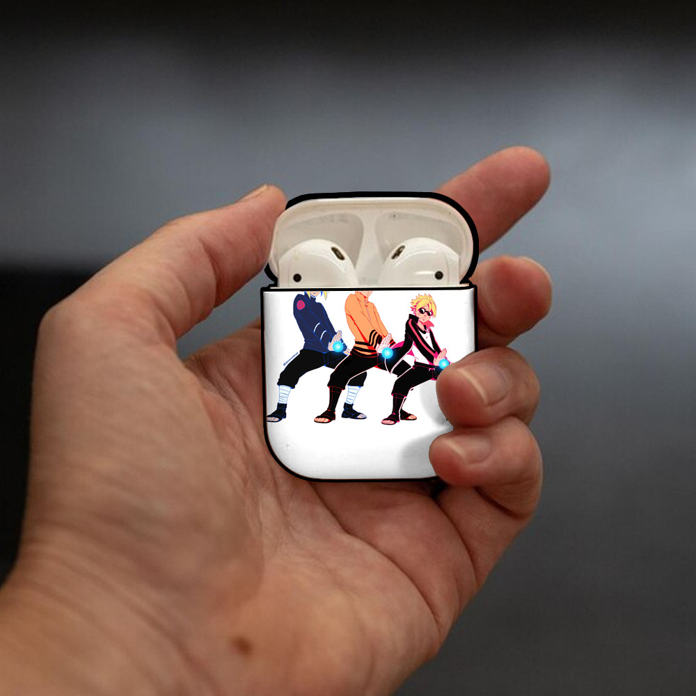 NARUTO -ナルト- うずまき ナルト Uzumaki Naruto AirPods 第2世代保護ケース ハードシェル ブラック 耐衝撃・防指紋・カラビナ付き