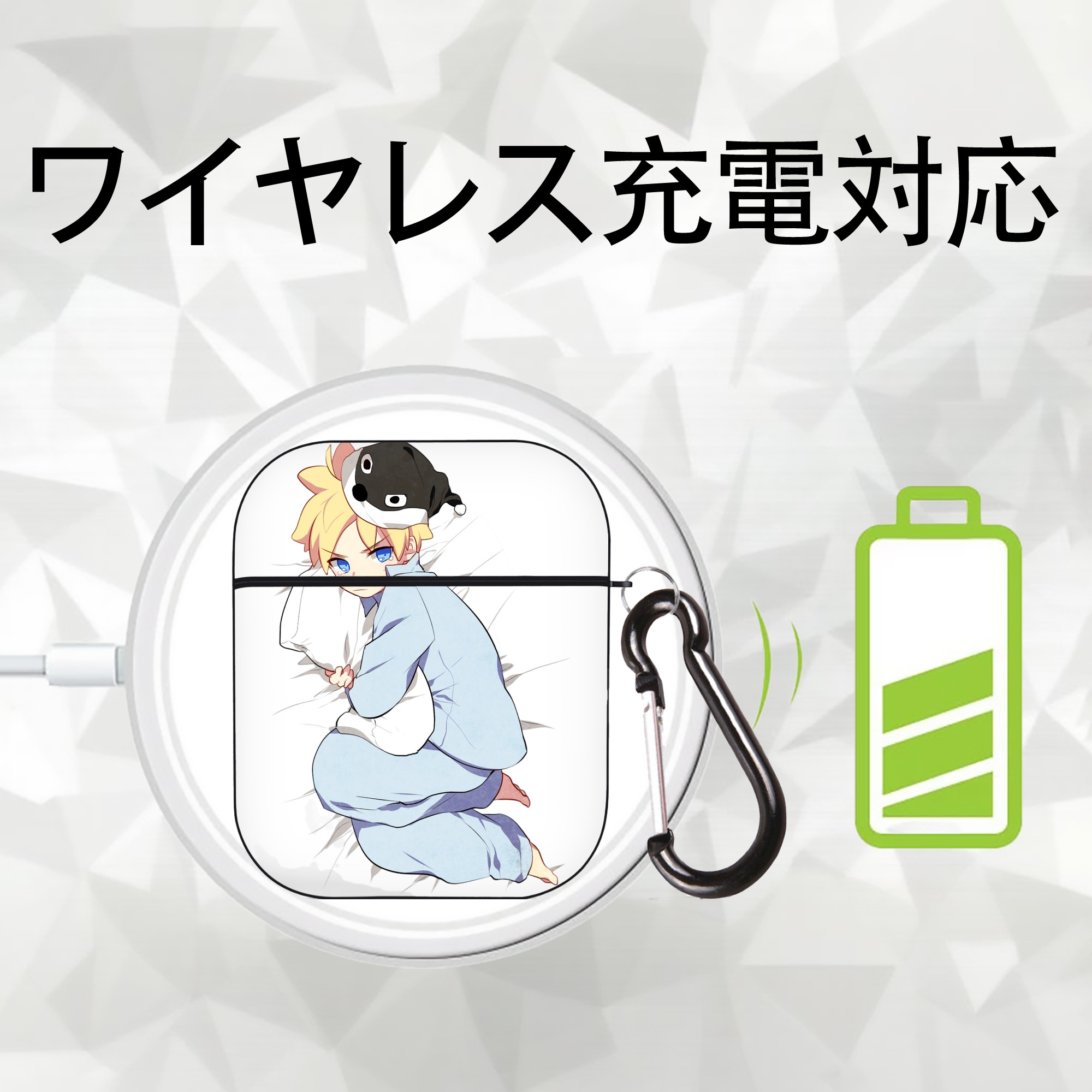 NARUTO -ナルト- うずまき ナルト Uzumaki Naruto AirPods 第2世代保護ケース ハードシェル ブラック 耐衝撃・防指紋・カラビナ付き
