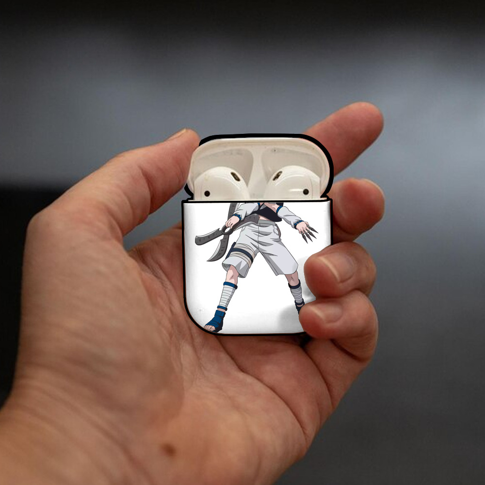 NARUTO -ナルト- うちは サスケ Uchiha Sasuke AirPods 第2世代保護ケース ハードシェル ブラック 耐衝撃・防指紋・カラビナ付き