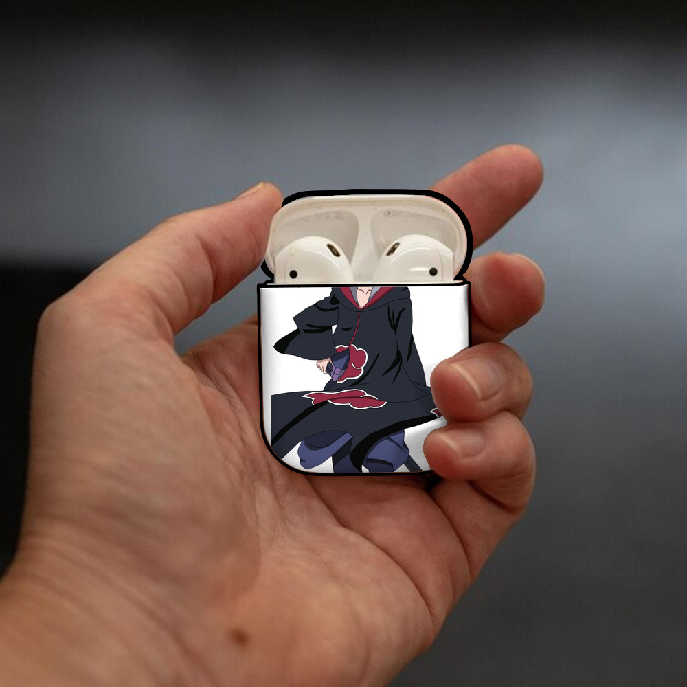 NARUTO -ナルト- うちは サスケ Uchiha Sasuke AirPods 第2世代保護ケース ハードシェル ブラック 耐衝撃・防指紋・カラビナ付き