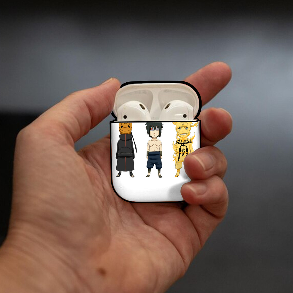 NARUTO -ナルト- うちは サスケ Uchiha Sasuke AirPods 第2世代保護ケース ハードシェル ブラック 耐衝撃・防指紋・カラビナ付き