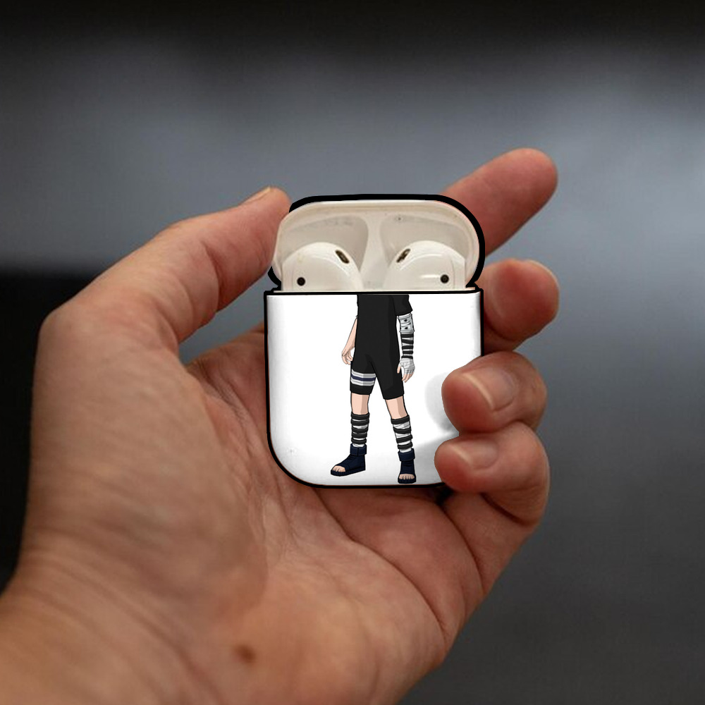 NARUTO -ナルト- うちは サスケ Uchiha Sasuke AirPods 第2世代保護ケース ハードシェル ブラック 耐衝撃・防指紋・カラビナ付き