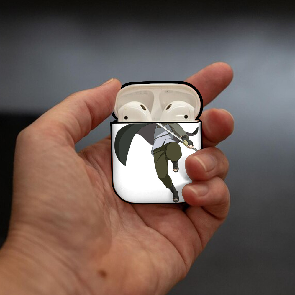 NARUTO -ナルト- うちは サスケ Uchiha Sasuke AirPods 第2世代保護ケース ハードシェル ブラック 耐衝撃・防指紋・カラビナ付き