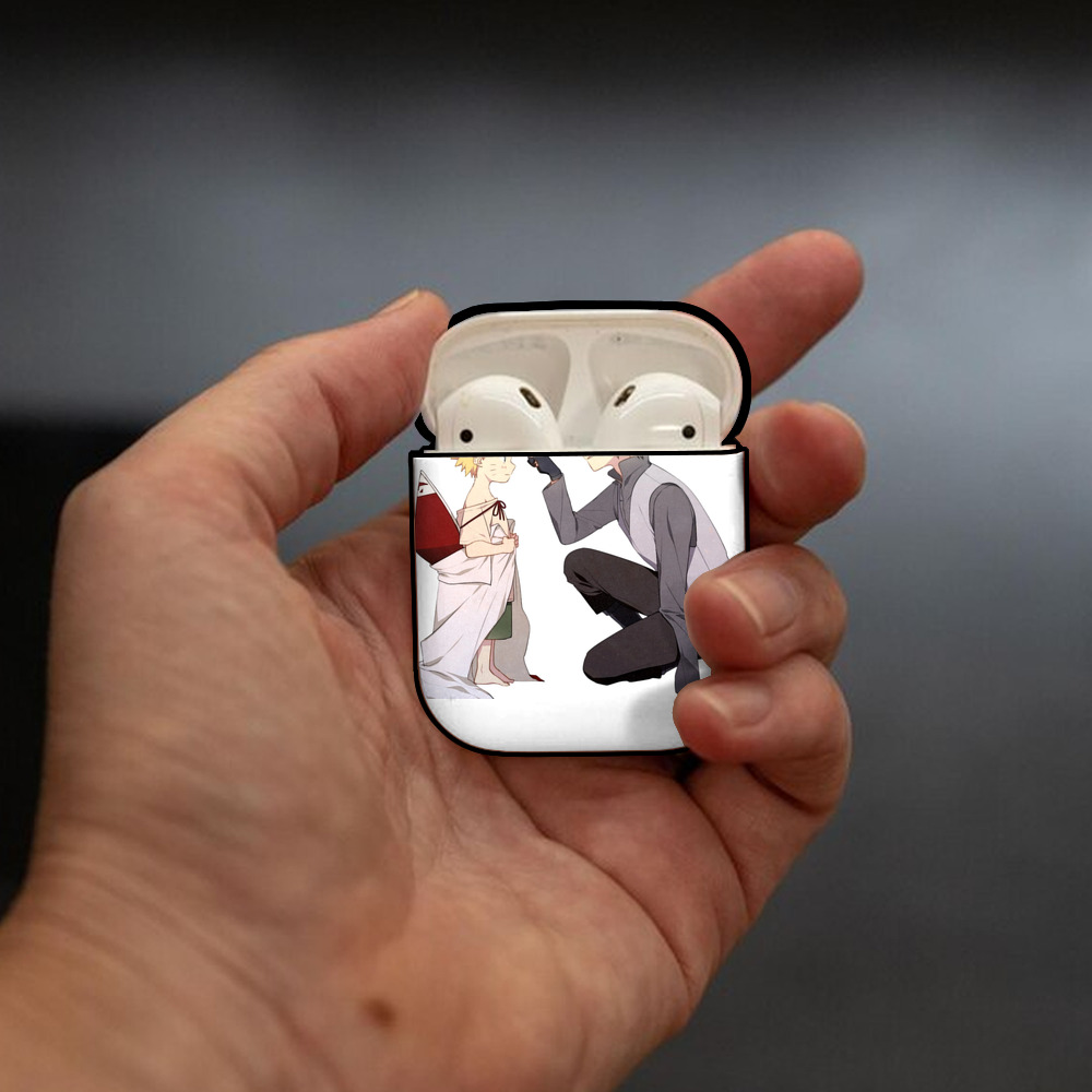 NARUTO -ナルト- うちは サスケ Uchiha Sasuke AirPods 第2世代保護ケース ハードシェル ブラック 耐衝撃・防指紋・カラビナ付き
