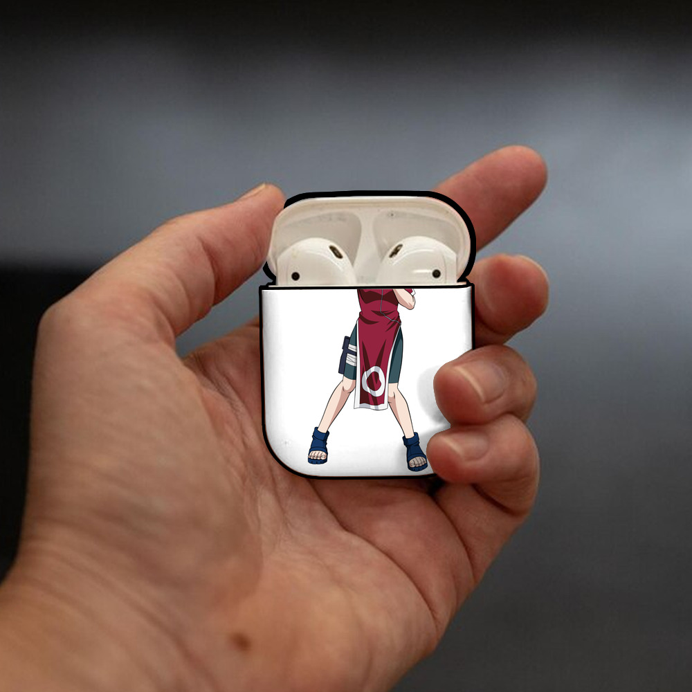NARUTO -ナルト- 春野サクラ Haruno Sakura AirPods 第2世代保護ケース ハードシェル ブラック 耐衝撃・防指紋・カラビナ付き