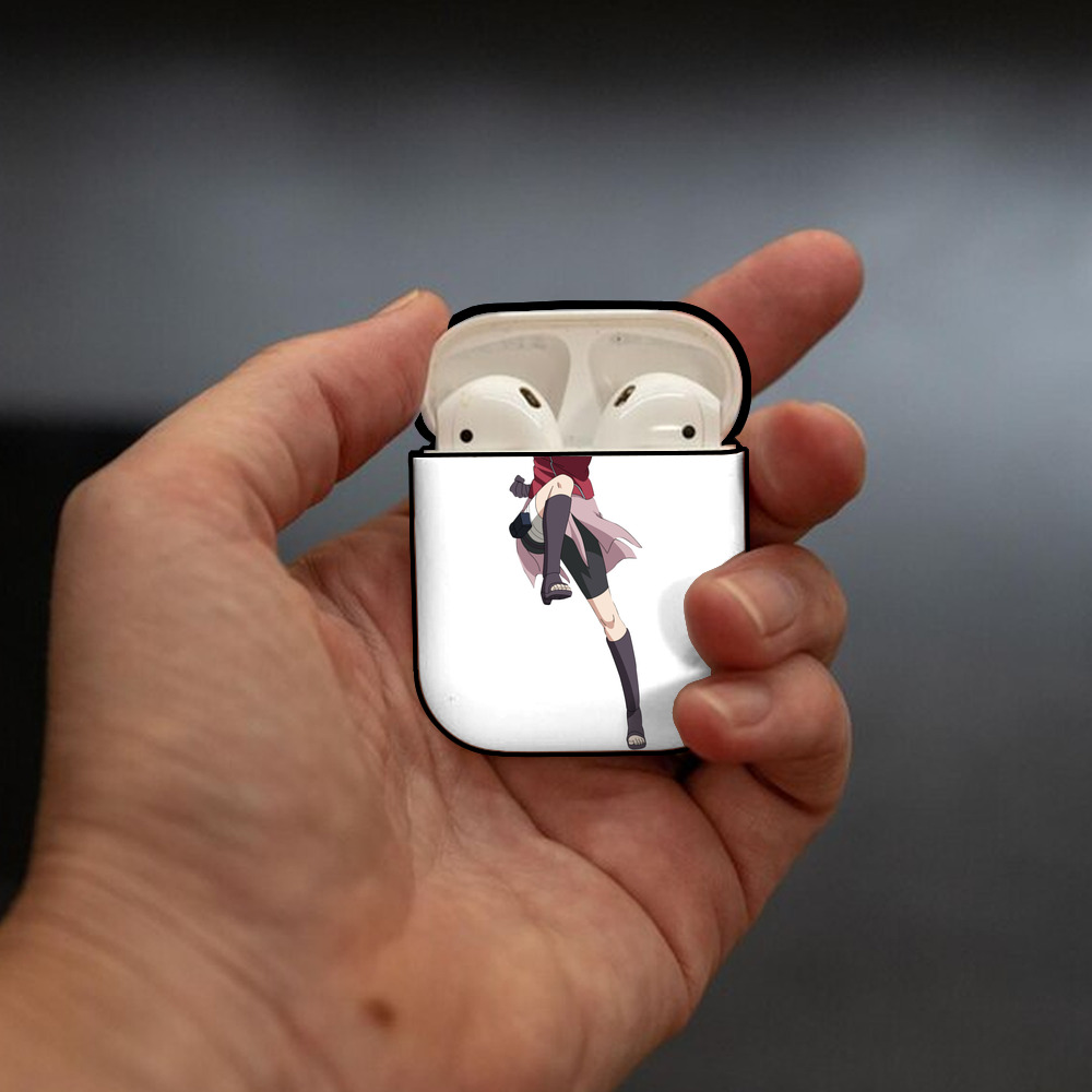 NARUTO -ナルト- 春野サクラ Haruno Sakura AirPods 第2世代保護ケース ハードシェル ブラック 耐衝撃・防指紋・カラビナ付き
