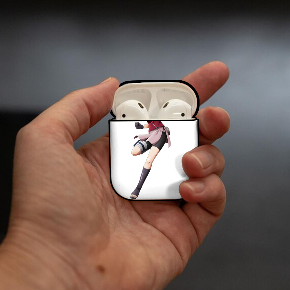 NARUTO -ナルト- 春野サクラ Haruno Sakura AirPods 第2世代保護ケース ハードシェル ブラック 耐衝撃・防指紋・カラビナ付き