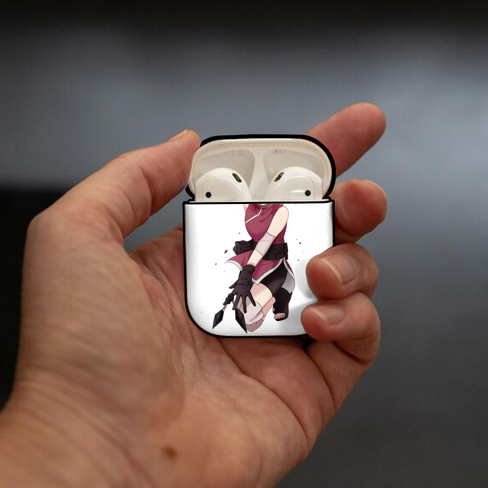 NARUTO -ナルト- 春野サクラ Haruno Sakura AirPods 第2世代保護ケース ハードシェル ブラック 耐衝撃・防指紋・カラビナ付き