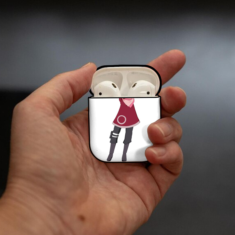 NARUTO -ナルト- 春野サクラ Haruno Sakura AirPods 第2世代保護ケース ハードシェル ブラック 耐衝撃・防指紋・カラビナ付き