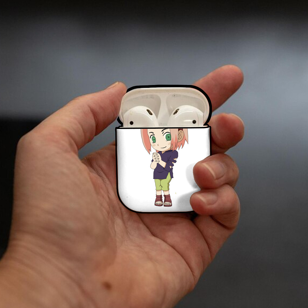 NARUTO -ナルト- 春野サクラ Haruno Sakura AirPods 第2世代保護ケース ハードシェル ブラック 耐衝撃・防指紋・カラビナ付き