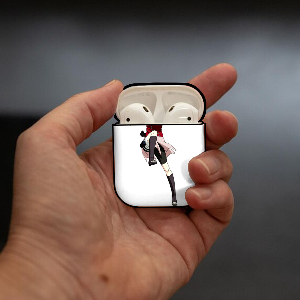 NARUTO -ナルト- 春野サクラ Haruno Sakura AirPods 第2世代保護ケース ハードシェル ブラック 耐衝撃・防指紋・カラビナ付き