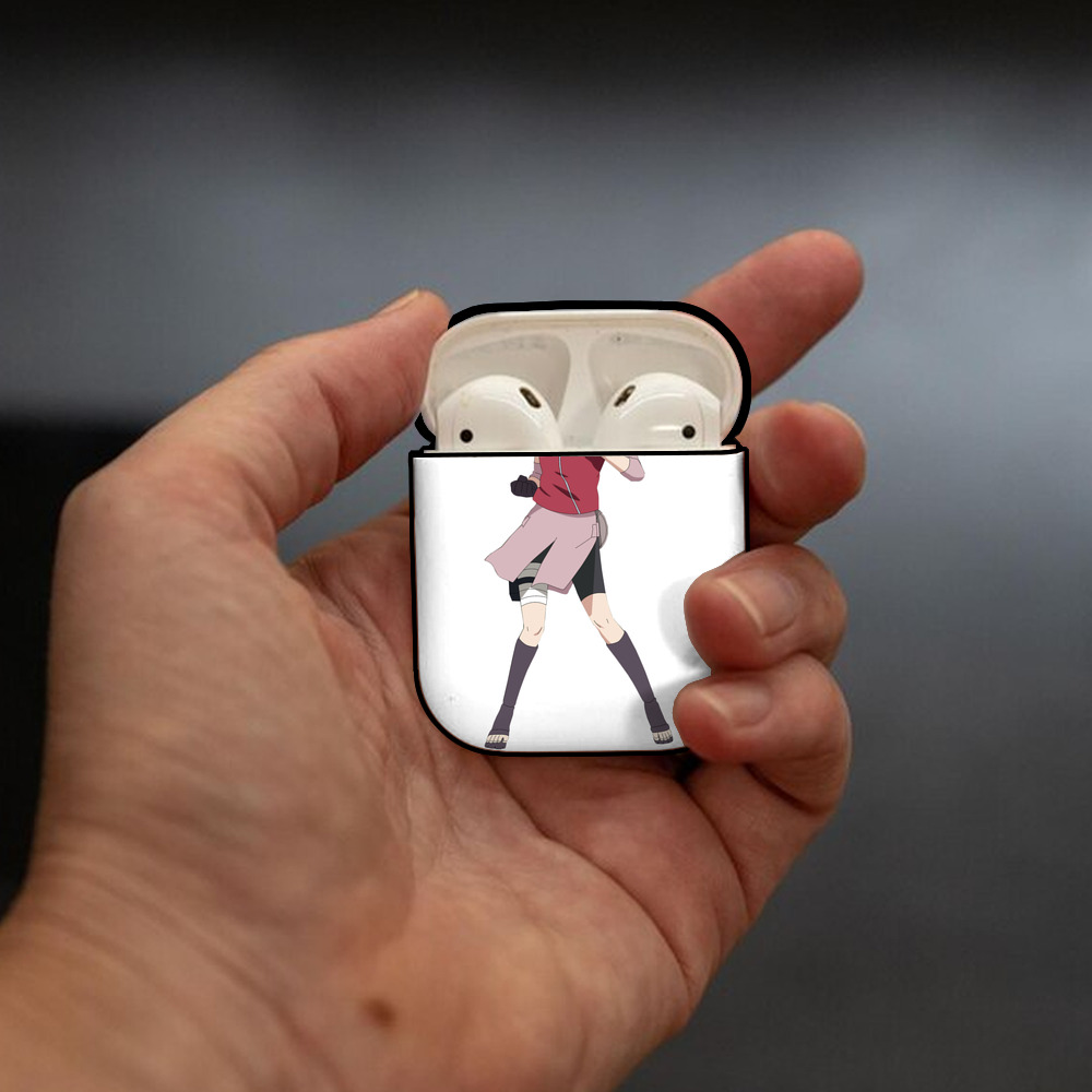 NARUTO -ナルト- 春野サクラ Haruno Sakura AirPods 第2世代保護ケース ハードシェル ブラック 耐衝撃・防指紋・カラビナ付き