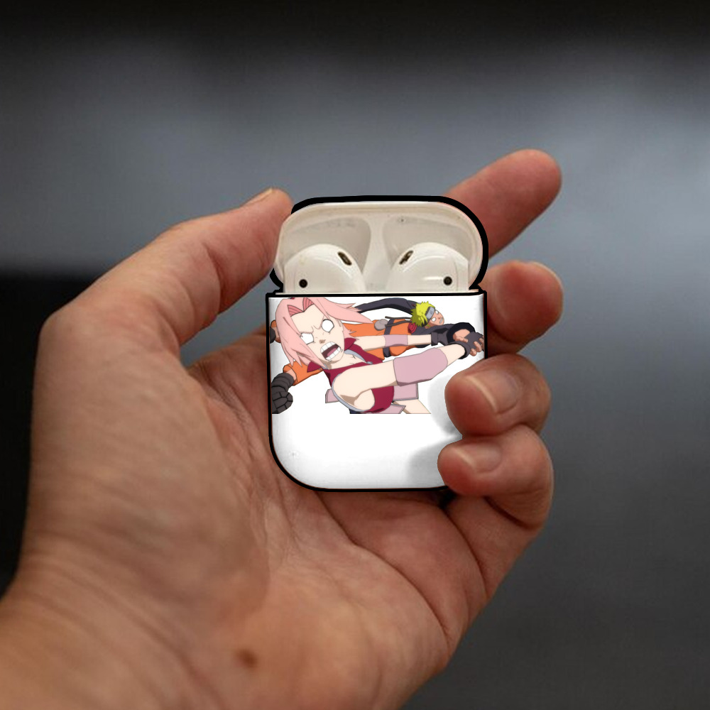 NARUTO -ナルト- 春野サクラ Haruno Sakura AirPods 第2世代保護ケース ハードシェル ブラック 耐衝撃・防指紋・カラビナ付き