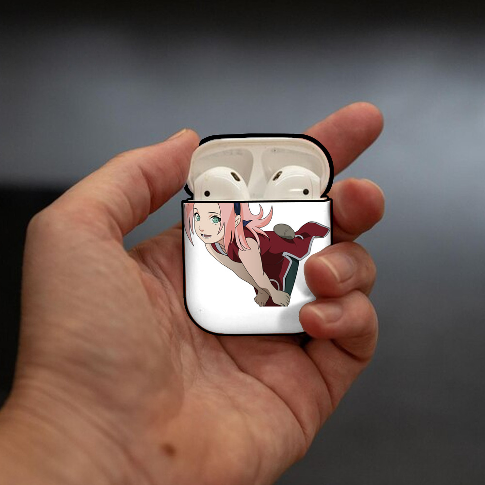 NARUTO -ナルト- 春野サクラ Haruno Sakura AirPods 第2世代保護ケース ハードシェル ブラック 耐衝撃・防指紋・カラビナ付き