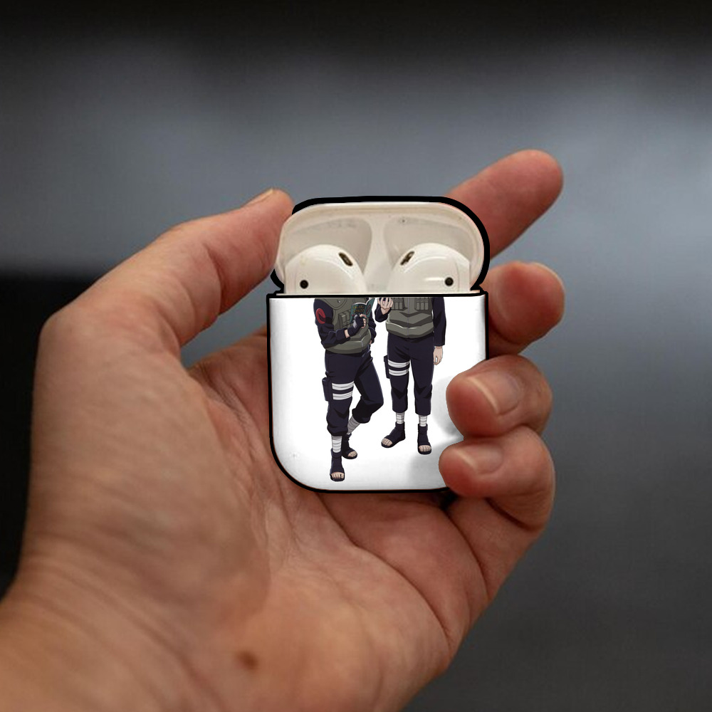 NARUTO -ナルト- はたけ カカシ Hatake Kakashi AirPods 第2世代保護ケース ハードシェル ブラック 耐衝撃・防指紋・カラビナ付き