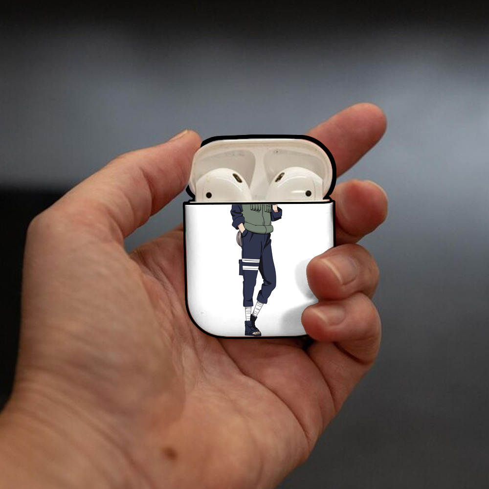 NARUTO -ナルト- はたけ カカシ Hatake Kakashi AirPods 第2世代保護ケース ハードシェル ブラック 耐衝撃・防指紋・カラビナ付き