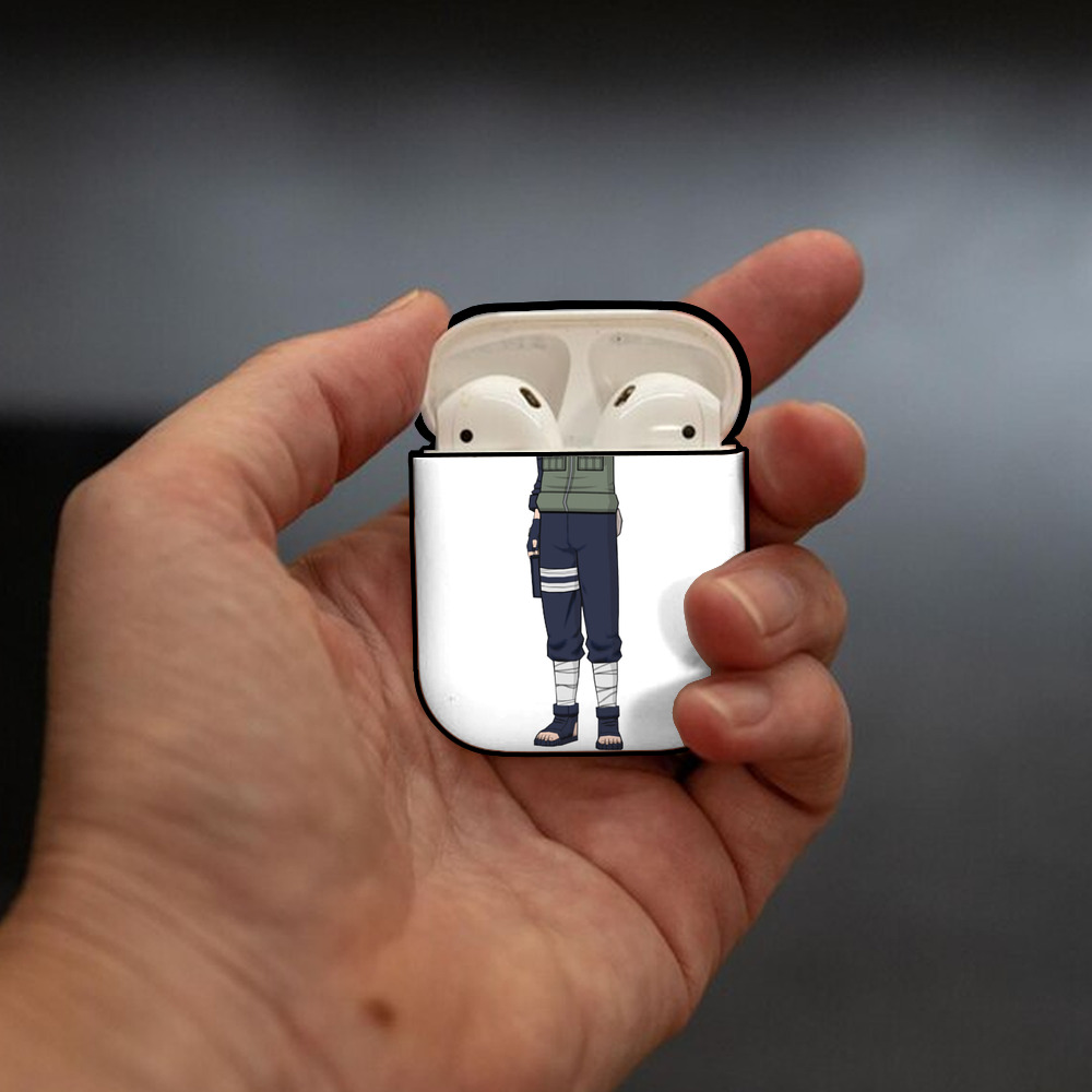 NARUTO -ナルト- はたけ カカシ Hatake Kakashi AirPods 第2世代保護ケース ハードシェル ブラック 耐衝撃・防指紋・カラビナ付き