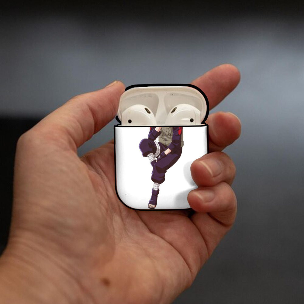 NARUTO -ナルト- はたけ カカシ Hatake Kakashi AirPods 第2世代保護ケース ハードシェル ブラック 耐衝撃・防指紋・カラビナ付き