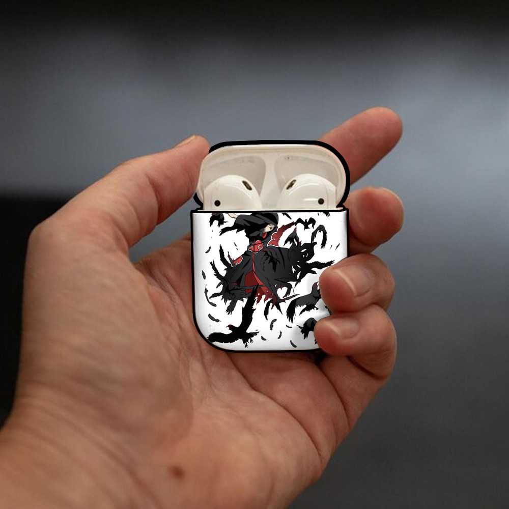 NARUTO -ナルト- うちは イタチ Uchiha Itachi AirPods 第2世代保護ケース ハードシェル ブラック 耐衝撃・防指紋・カラビナ付き