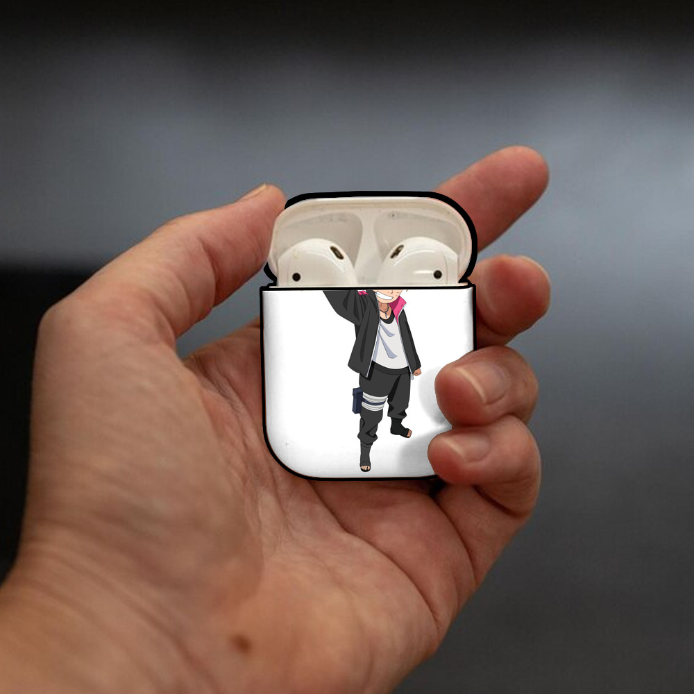 NARUTO -ナルト- うずまき ボルト Uzumaki Boruto AirPods 第2世代保護ケース ハードシェル ブラック 耐衝撃・防指紋・カラビナ付き