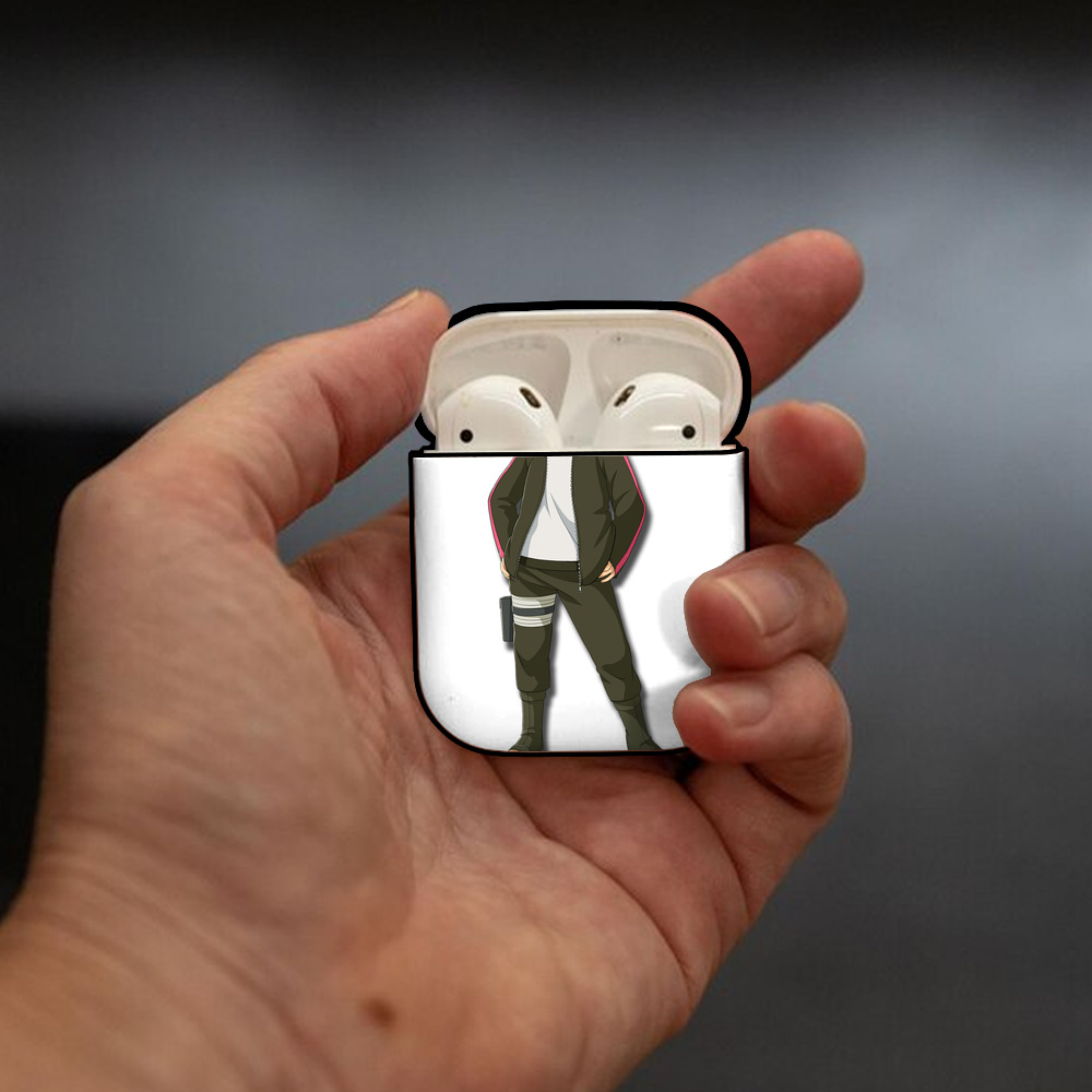 NARUTO -ナルト- うずまき ボルト Uzumaki Boruto AirPods 第2世代保護ケース ハードシェル ブラック 耐衝撃・防指紋・カラビナ付き