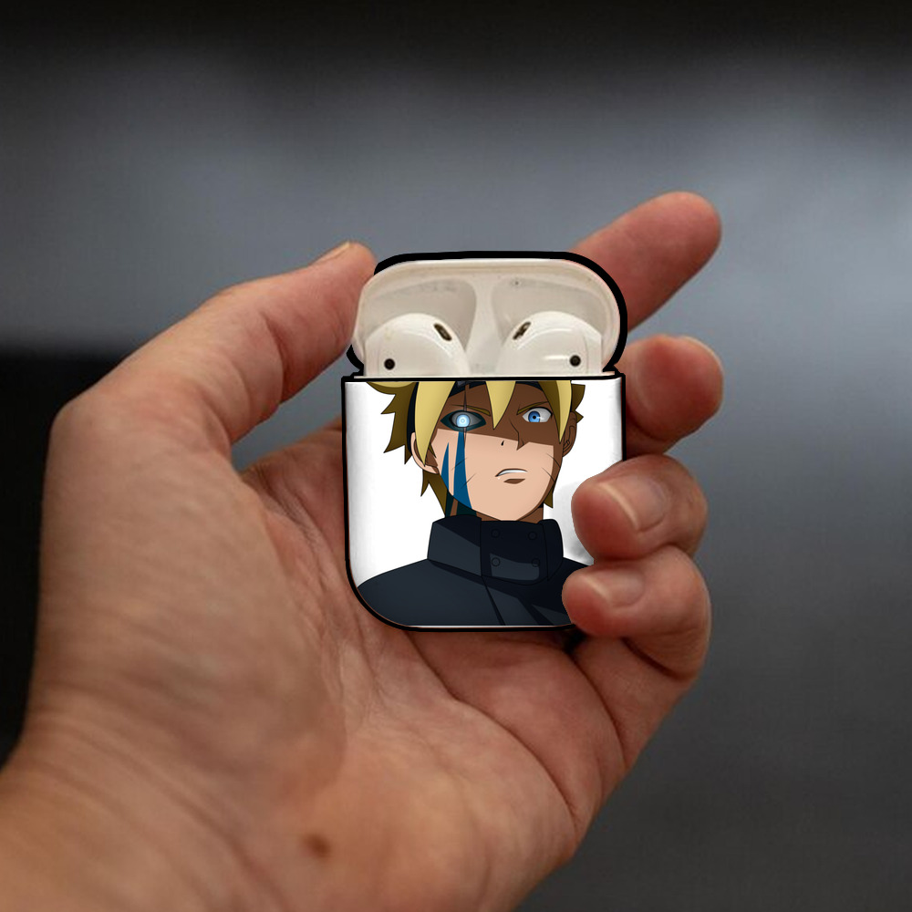 NARUTO -ナルト- うずまき ボルト Uzumaki Boruto AirPods 第2世代保護ケース ハードシェル ブラック 耐衝撃・防指紋・カラビナ付き