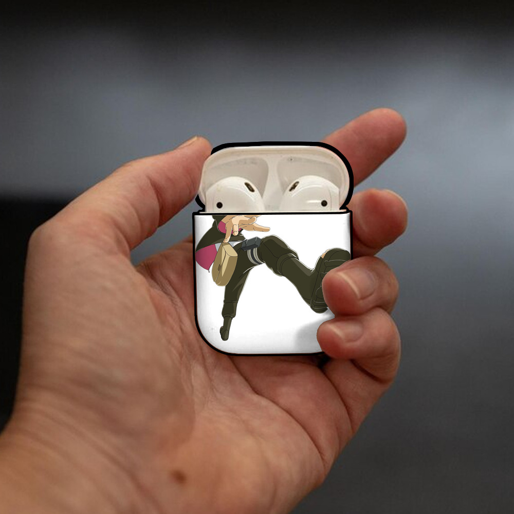 NARUTO -ナルト- うずまき ボルト Uzumaki Boruto AirPods 第2世代保護ケース ハードシェル ブラック 耐衝撃・防指紋・カラビナ付き