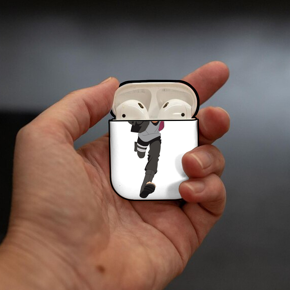 NARUTO -ナルト- うずまき ボルト Uzumaki Boruto AirPods 第2世代保護ケース ハードシェル ブラック 耐衝撃・防指紋・カラビナ付き