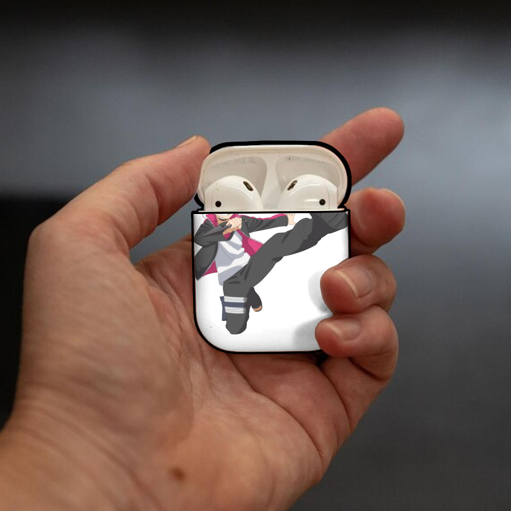 NARUTO -ナルト- うずまき ボルト Uzumaki Boruto AirPods 第2世代保護ケース ハードシェル ブラック 耐衝撃・防指紋・カラビナ付き