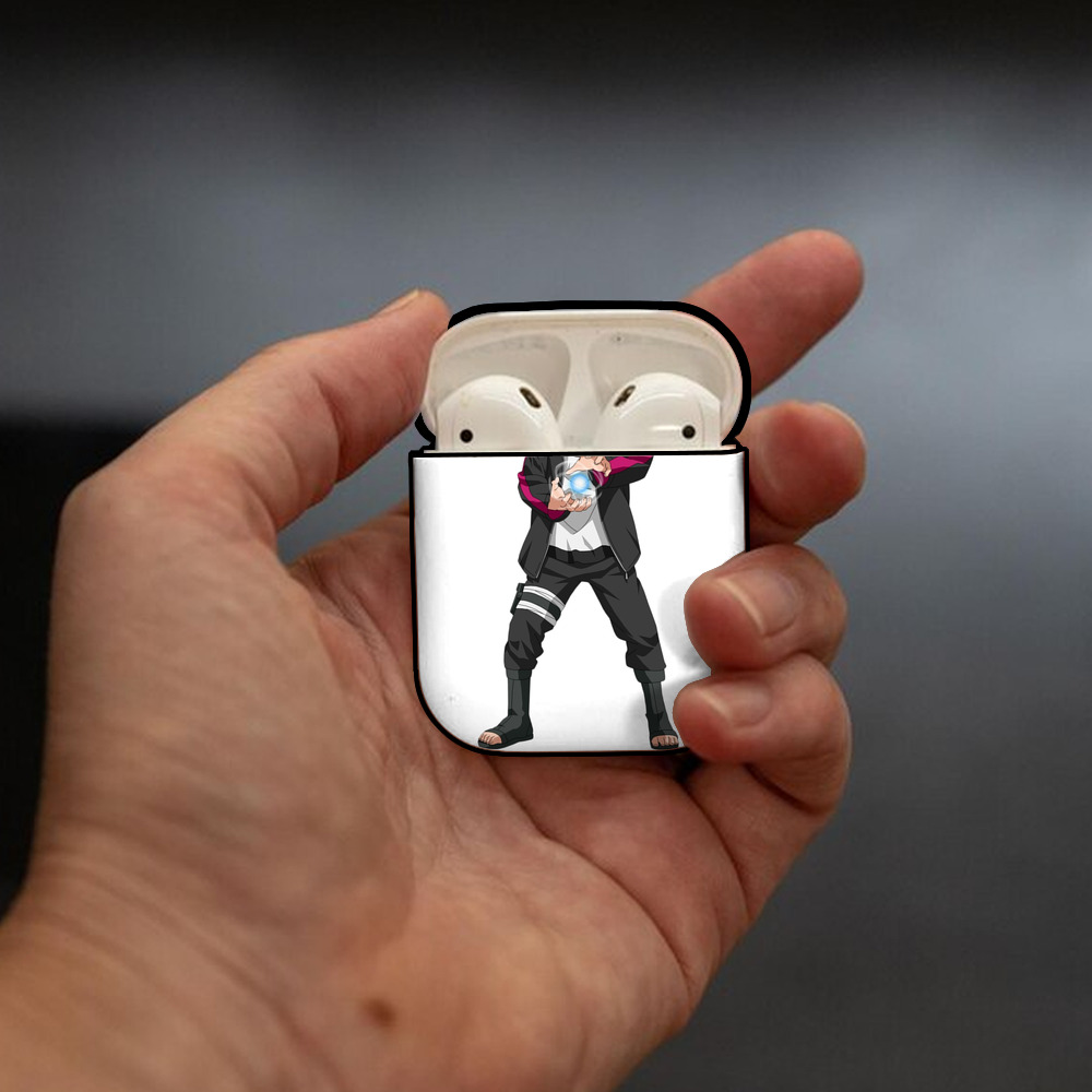 NARUTO -ナルト- うずまき ボルト Uzumaki Boruto AirPods 第2世代保護ケース ハードシェル ブラック 耐衝撃・防指紋・カラビナ付き