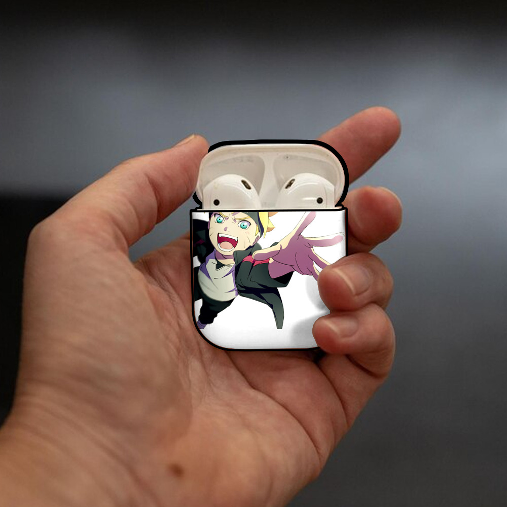 NARUTO -ナルト- うずまき ボルト Uzumaki Boruto AirPods 第2世代保護ケース ハードシェル ブラック 耐衝撃・防指紋・カラビナ付き
