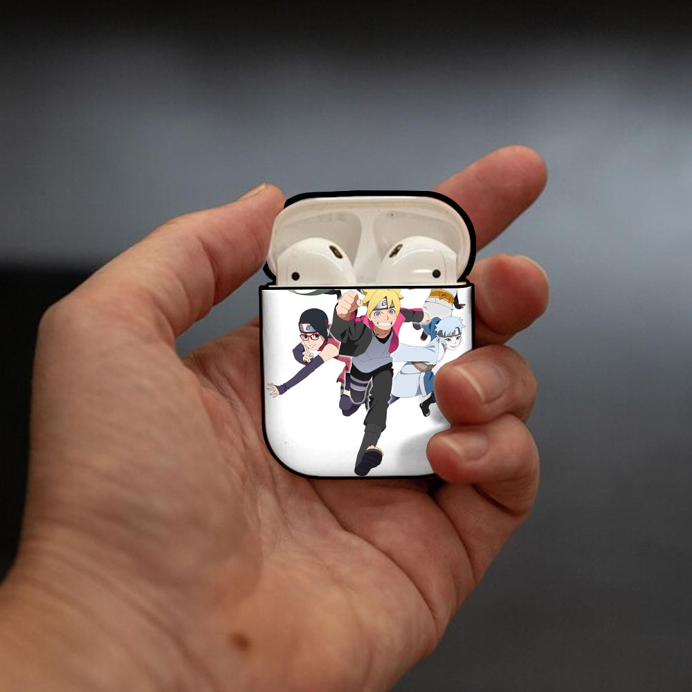 NARUTO -ナルト- うずまき ボルト Uzumaki Boruto AirPods 第2世代保護ケース ハードシェル ブラック 耐衝撃・防指紋・カラビナ付き
