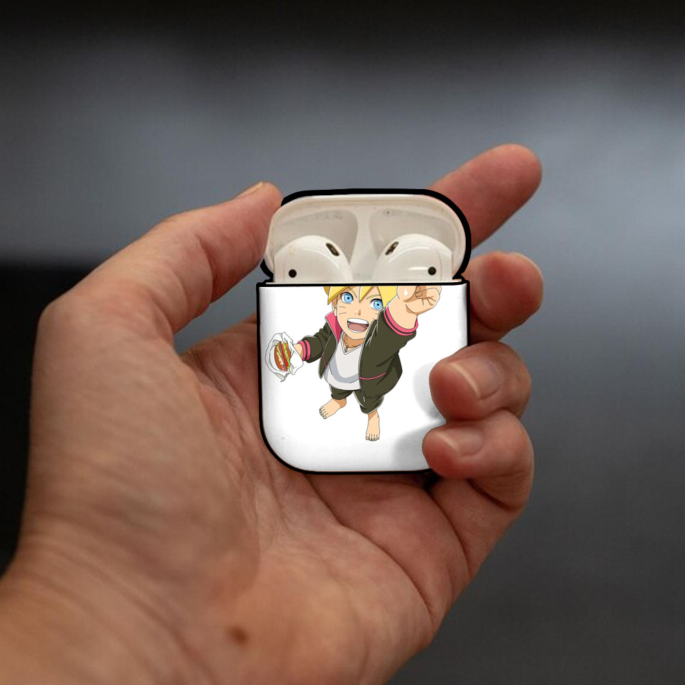NARUTO -ナルト- うずまき ボルト Uzumaki Boruto AirPods 第2世代保護ケース ハードシェル ブラック 耐衝撃・防指紋・カラビナ付き