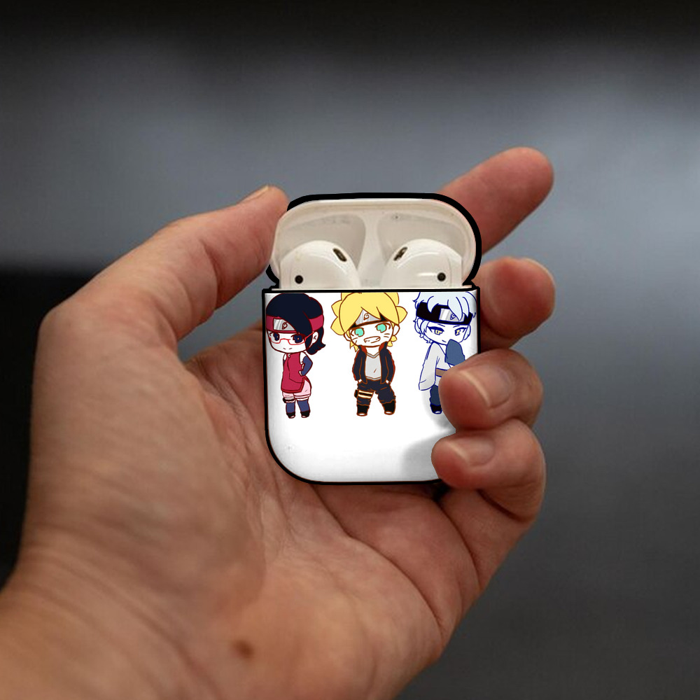 NARUTO -ナルト- うずまき ボルト Uzumaki Boruto AirPods 第2世代保護ケース ハードシェル ブラック 耐衝撃・防指紋・カラビナ付き