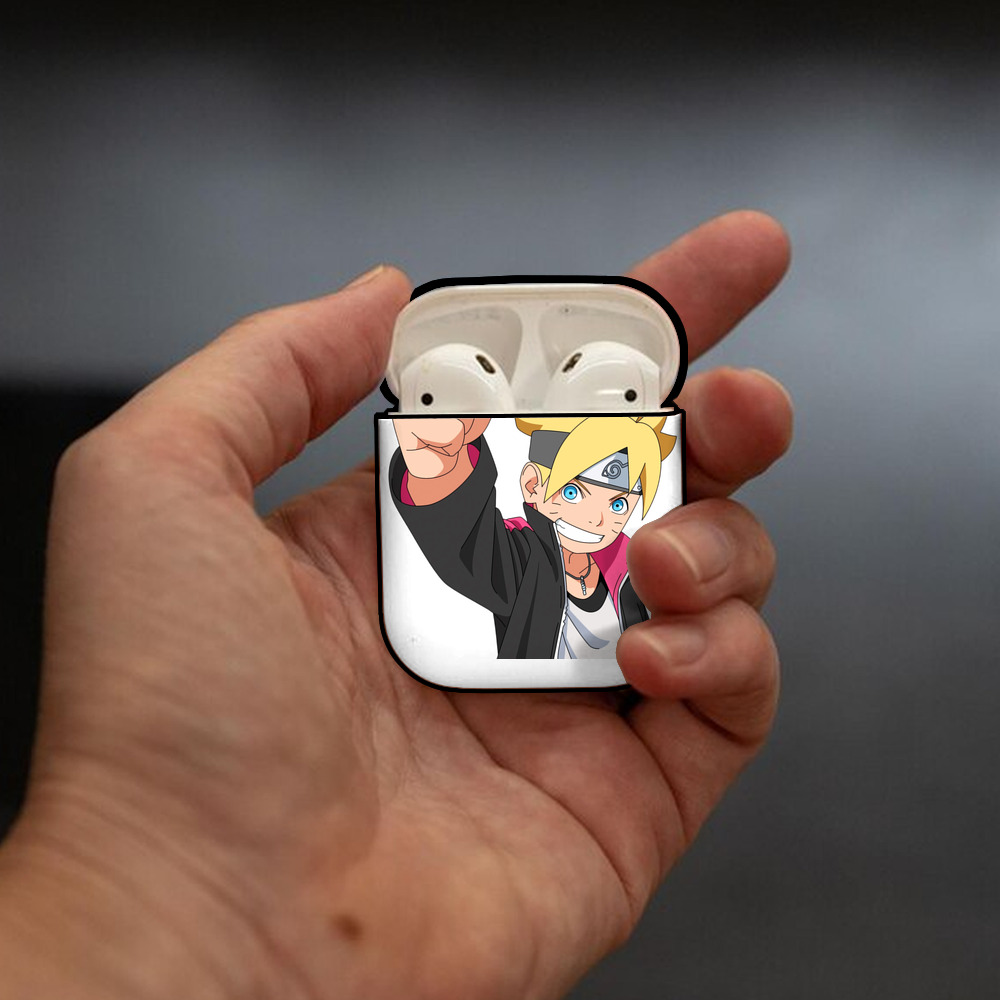 NARUTO -ナルト- うずまき ボルト Uzumaki Boruto AirPods 第2世代保護ケース ハードシェル ブラック 耐衝撃・防指紋・カラビナ付き