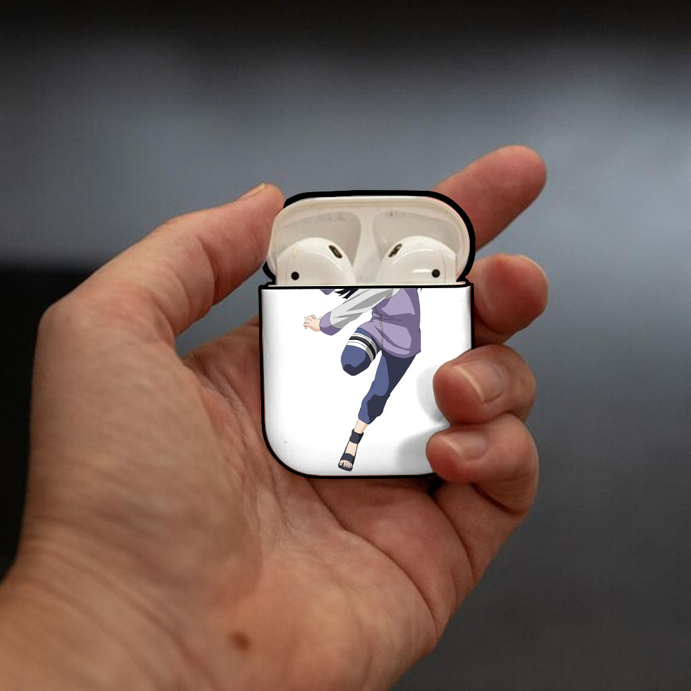 NARUTO -ナルト- 日向ヒナタ Hyūga Hinata AirPods 第2世代保護ケース ハードシェル ブラック 耐衝撃・防指紋・カラビナ付き