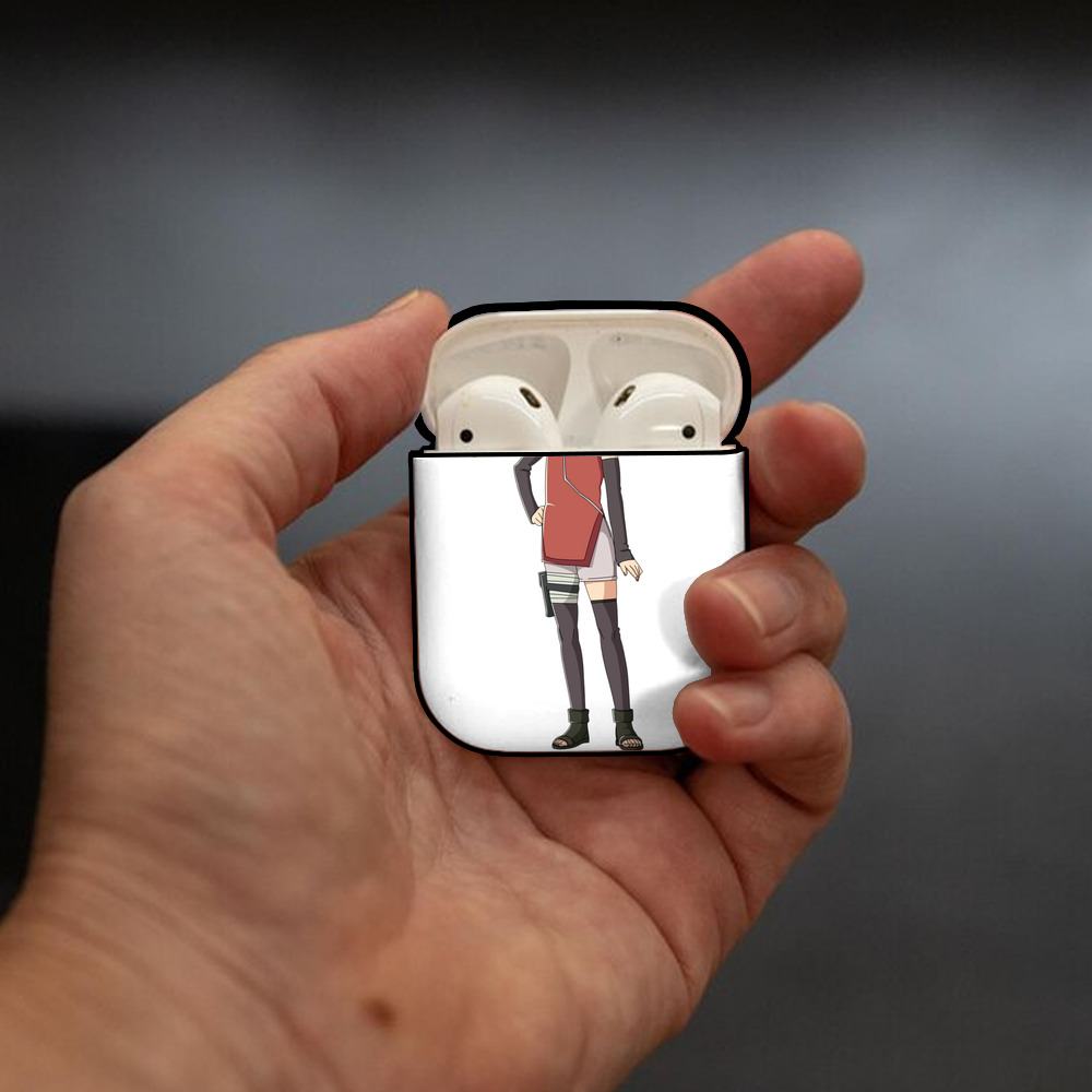NARUTO -ナルト- うちは サラダ Uchiha Sarada AirPods 第2世代保護ケース ハードシェル ブラック 耐衝撃・防指紋・カラビナ付き