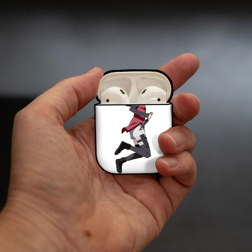NARUTO -ナルト- うちは サラダ Uchiha Sarada AirPods 第2世代保護ケース ハードシェル ブラック 耐衝撃・防指紋・カラビナ付き