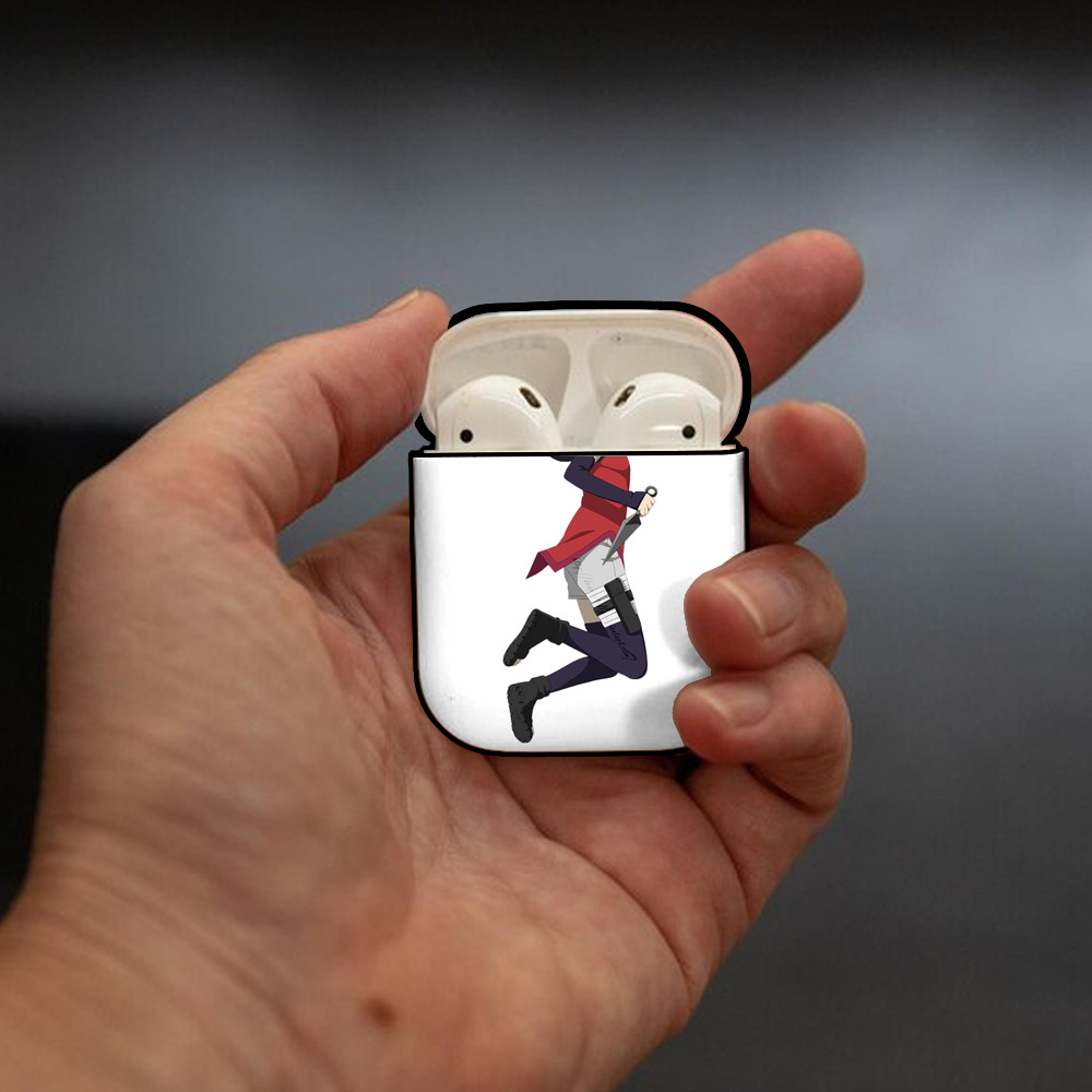 NARUTO -ナルト- うちは サラダ Uchiha Sarada AirPods 第2世代保護ケース ハードシェル ブラック 耐衝撃・防指紋・カラビナ付き
