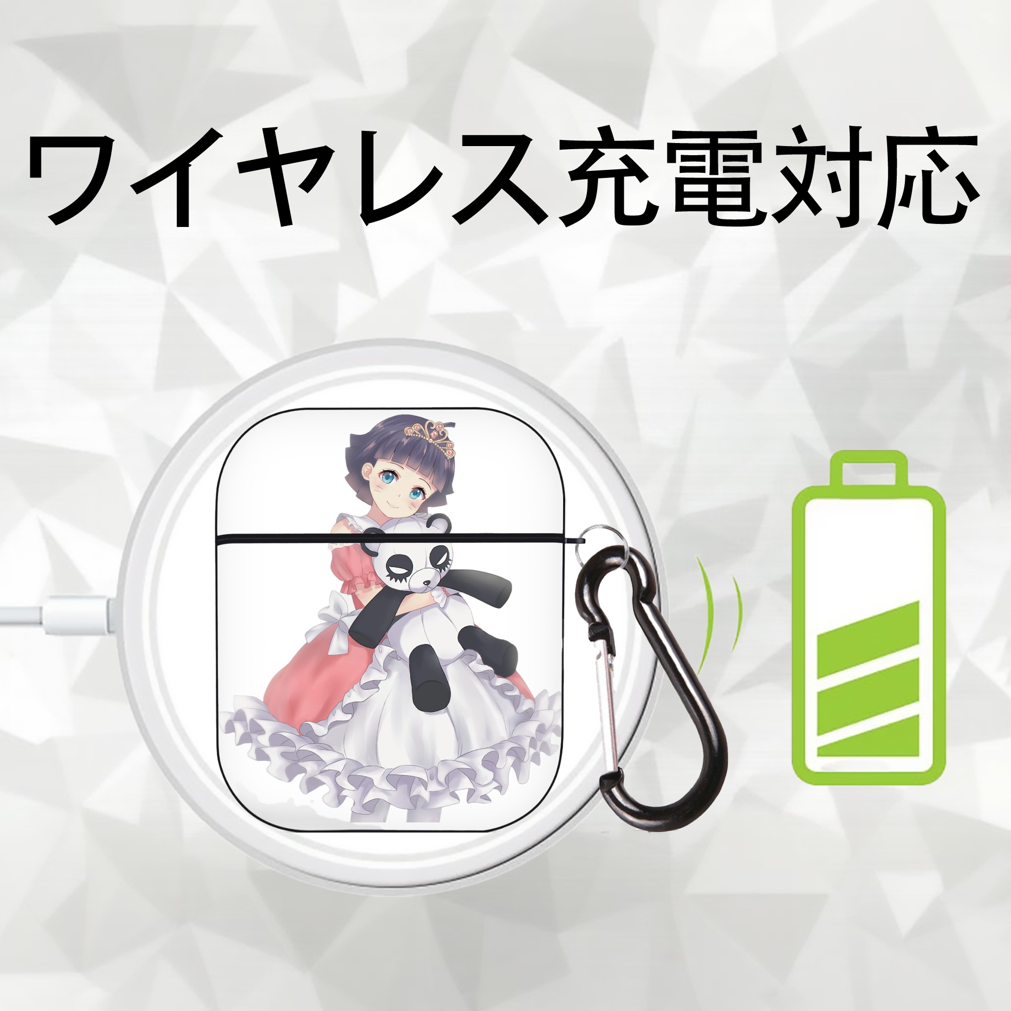 NARUTO -ナルト- うずまき ヒマワリ Uzumaki Himawari AirPods 第2世代保護ケース ハードシェル ブラック 耐衝撃・防指紋・カラビナ付き