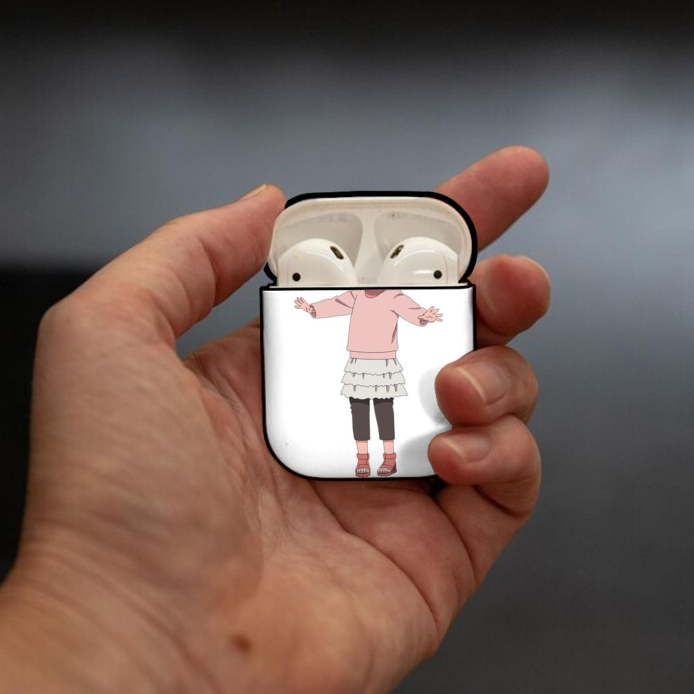 NARUTO -ナルト- うずまき ヒマワリ Uzumaki Himawari AirPods 第2世代保護ケース ハードシェル ブラック 耐衝撃・防指紋・カラビナ付き
