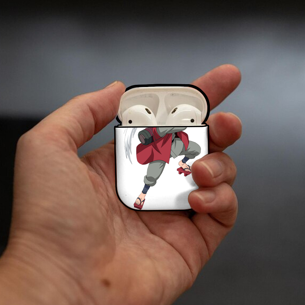 NARUTO -ナルト- 自来也（じらいや） Jiraiya AirPods 第2世代保護ケース ハードシェル ブラック 耐衝撃・防指紋・カラビナ付き