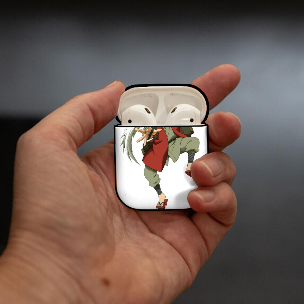 NARUTO -ナルト- 自来也（じらいや） Jiraiya AirPods 第2世代保護ケース ハードシェル ブラック 耐衝撃・防指紋・カラビナ付き