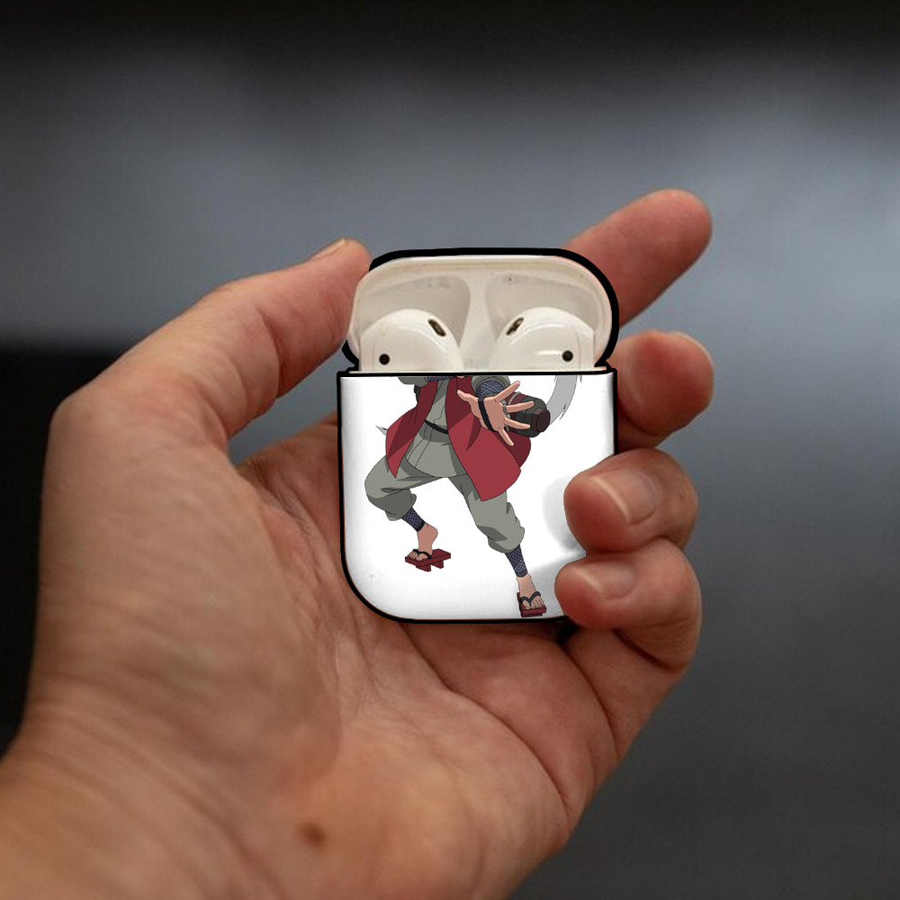 NARUTO -ナルト- 自来也（じらいや） Jiraiya AirPods 第2世代保護ケース ハードシェル ブラック 耐衝撃・防指紋・カラビナ付き